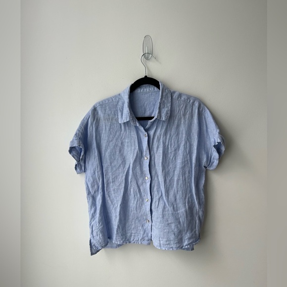 Oversized light blue linen shirt - Picture 1 of 14